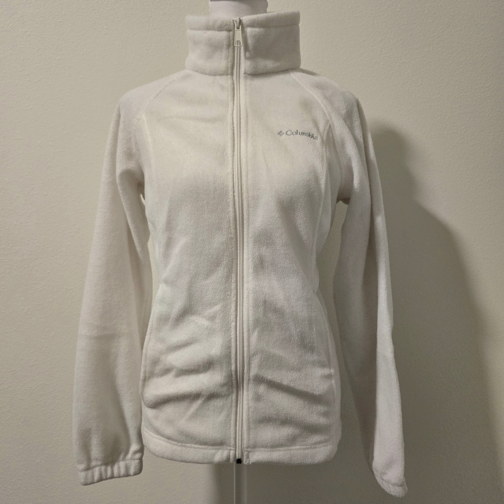 Columbia Womens Full Zip Up Jacket‎ Sportswear Fleece Outdoor White Size Small